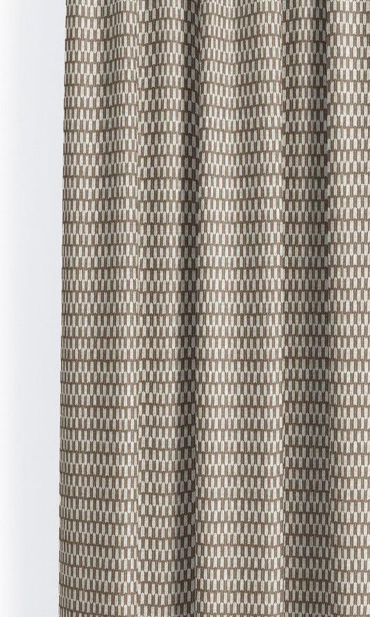 Small Geo-Print Curtain Panels (Olive Brown/ White)
