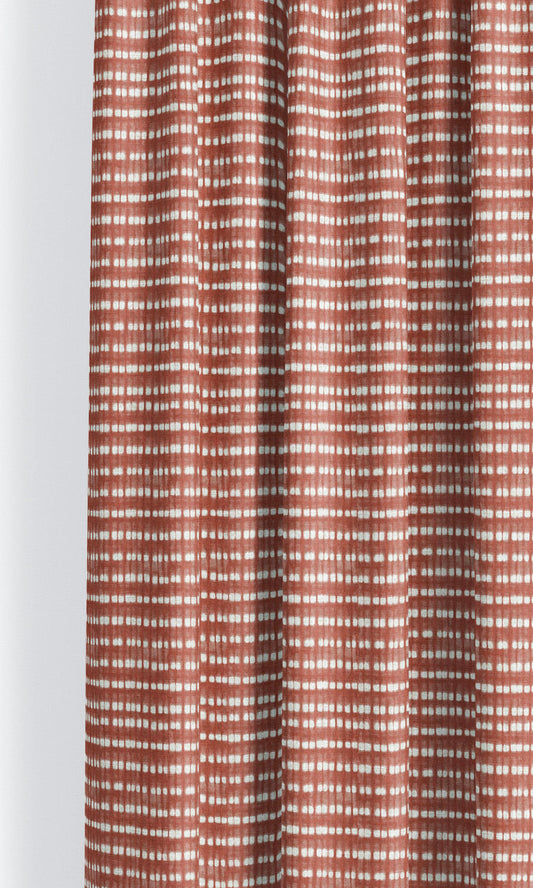 Shibori-Effect Striped Drapery (Rust Red/White)
