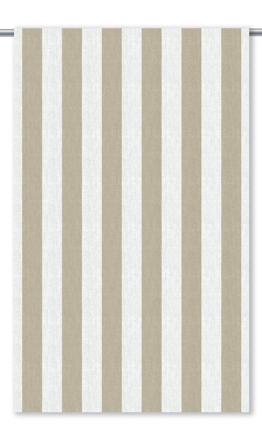 Awning Striped Window Curtains (Wheat Beige/ White)
