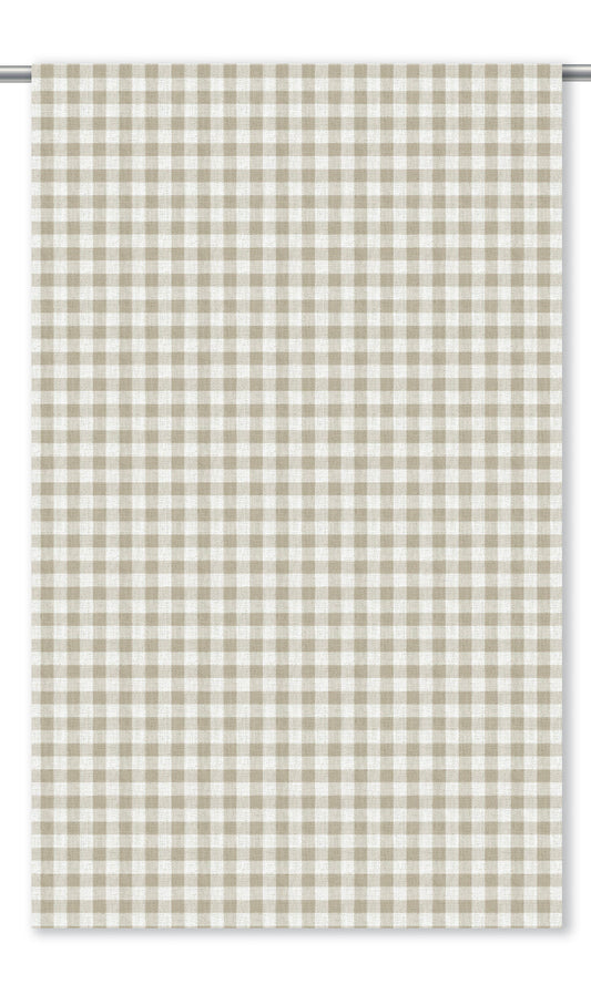 Gingham Check Home Decor Fabric By the Yard (Wheat Beige/ White)
