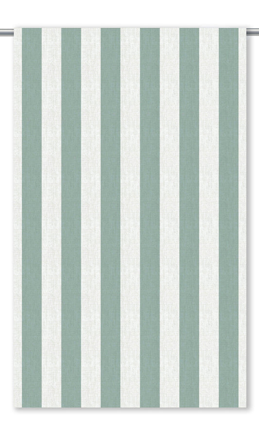 Awning Striped Home Decor Fabric By the Yard (Aqua Blue/ White)