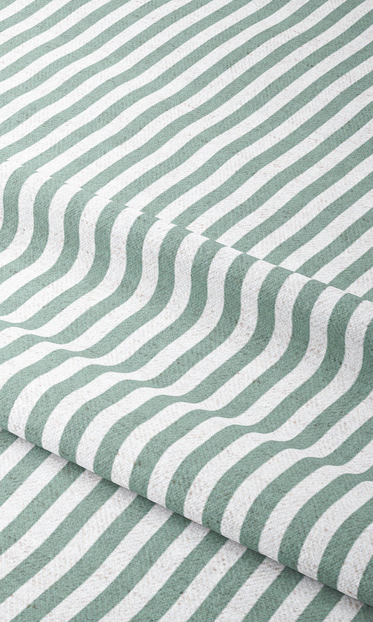 Candy Striped Home Decor Fabric By the Yard (Aqua Blue/ White)