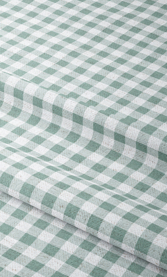 Gingham Check Home Decor Fabric Sample (Aqua Blue/ White)