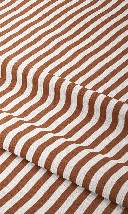 Candy Striped Home Decor Fabric By the Yard (Burnt Orange/ Terracotta Red)