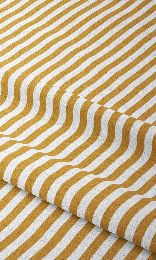 Candy Striped Home Decor Fabric Sample (Ochre Yellow/ White)