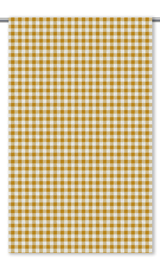 Gingham Check Home Decor Fabric By the Yard (Ochre Yellow/ White)