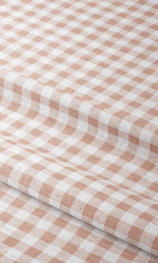 Gingham Check Home Decor Fabric Sample (Blush Pink/ White)
