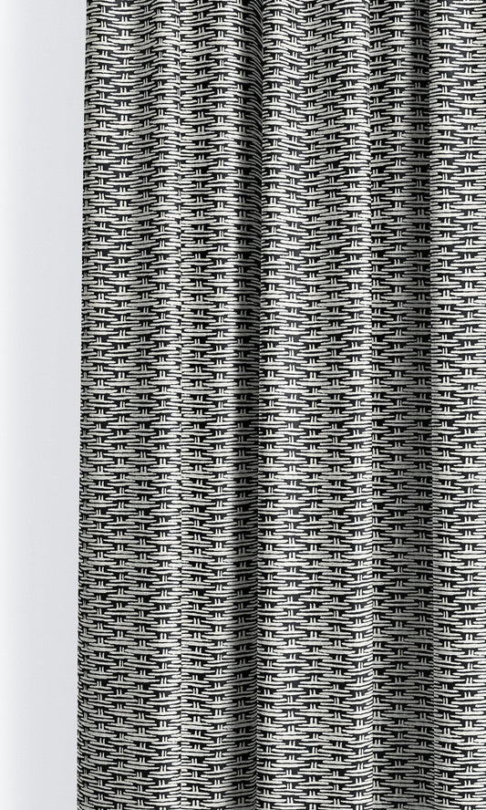 Basketweave Print Home Decor Fabric Sample (Black & White)