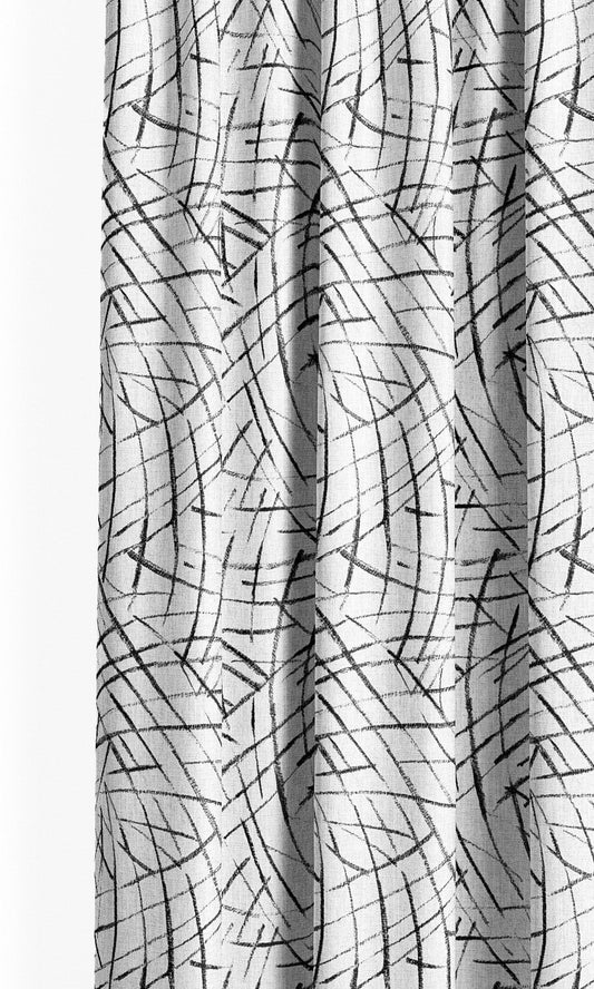 Modern Abstract Print Home Decor Fabric Sample (Black & White)