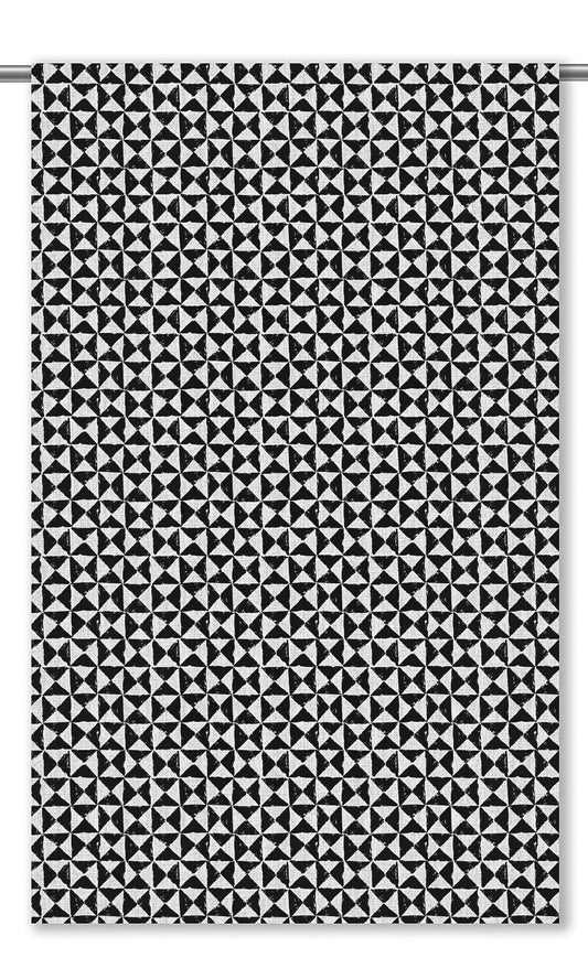 Abstract Geometric Window Curtains (Black & White)