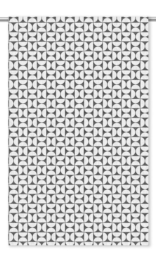 Abstract Geometric Window Curtains (Black & White)