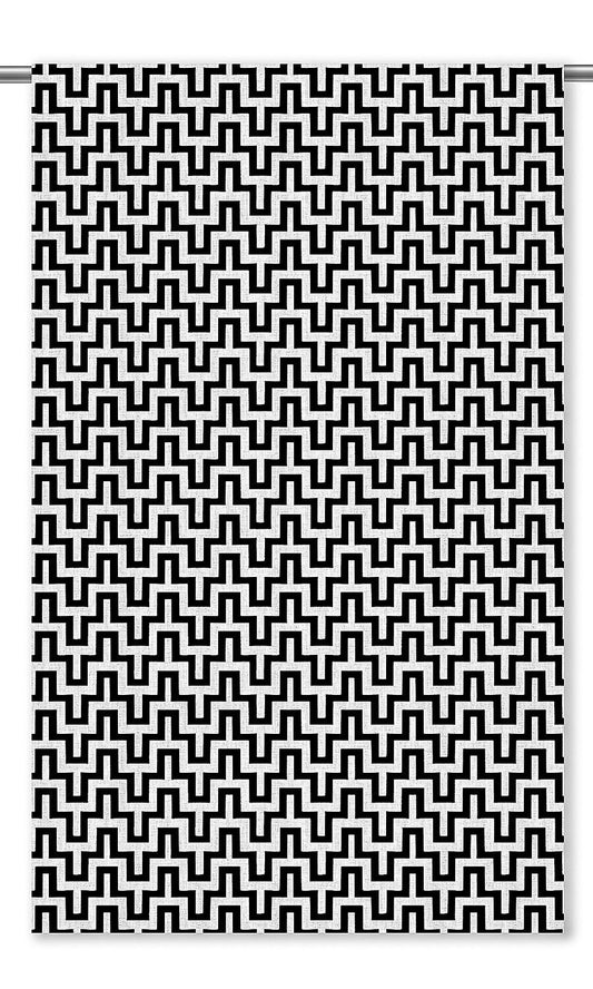 Block Chevron Window Curtains (Black & White)