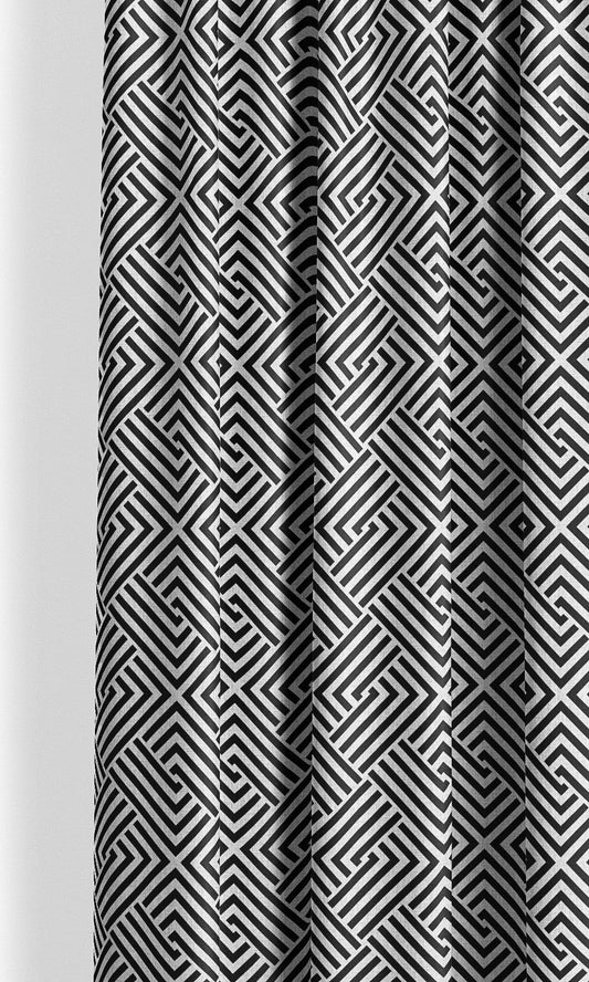Abstract Geometric Window Curtains (Black & White)