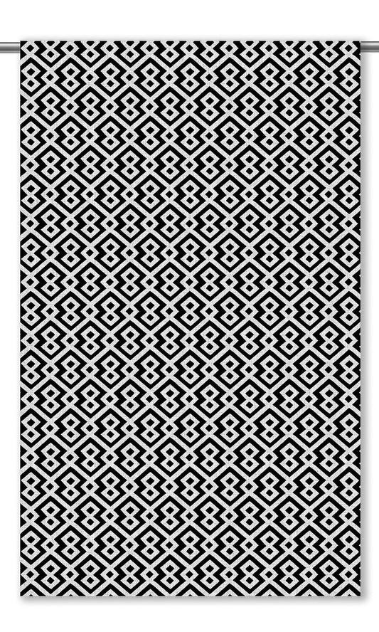 Abstract Geometric Home Decor Fabric Sample (Black & White)