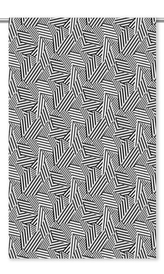 Abstract Geometric Home Decor Fabric Sample (Black & White)