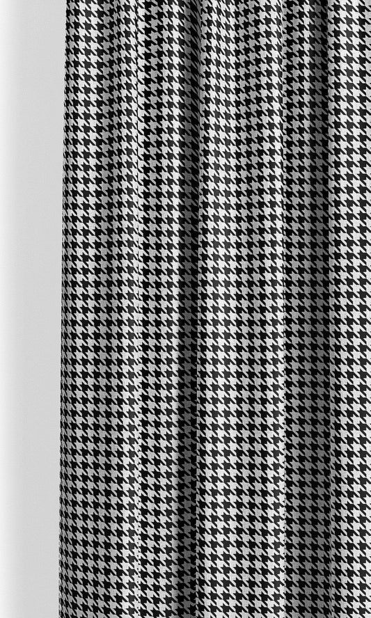 Small Houndstooth Check Home Decor Fabric By the Yard (Black & White)
