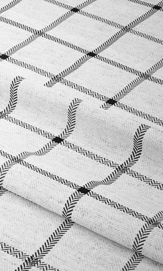 Windowpane Check Home Decor Fabric By the Yard (Black & White)