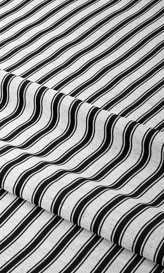 Ticking Stripe Home Decor Fabric Sample (Black & White)