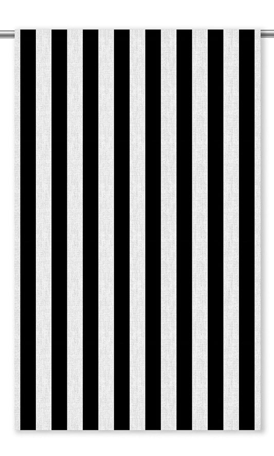 Awning Stripes Window Curtains (Black & White)