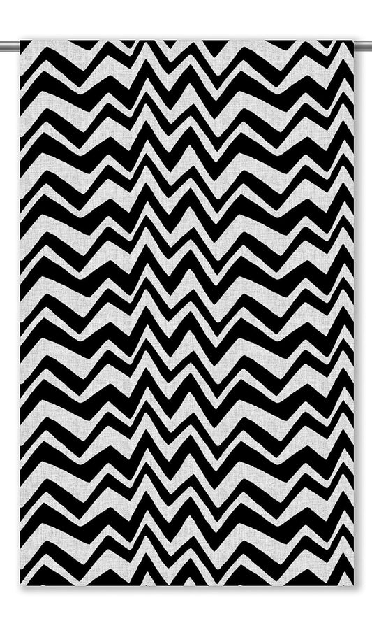 Abstract Chevron Striped Home Decor Fabric By the Yard (Black & White)