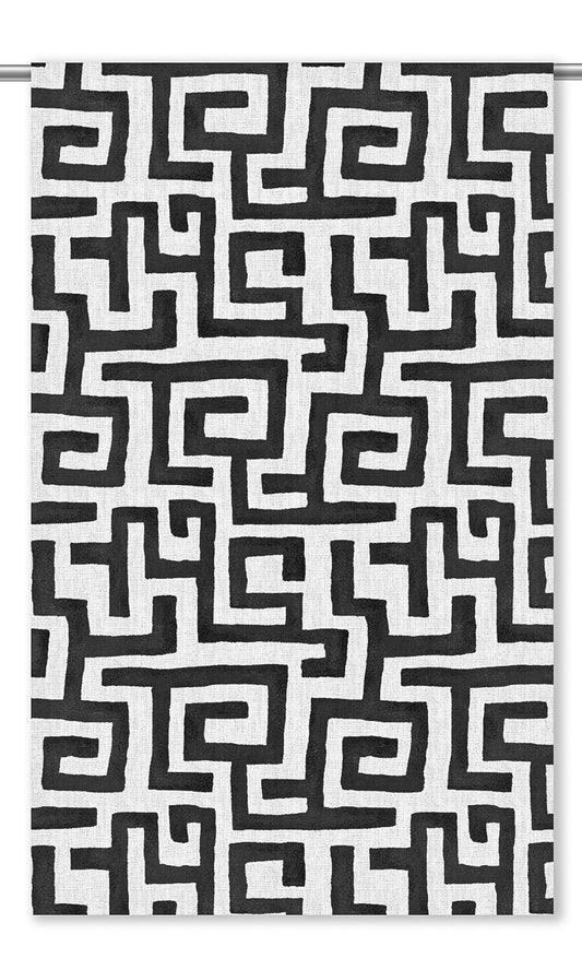 Abstract Greek Key Home Decor Fabric By the Yard (Black & White)