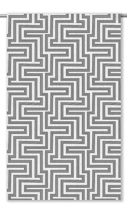 Abstract Greek Key Home Decor Fabric By the Yard (Black & White)