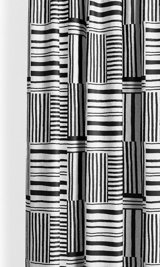 Abstract Checkered Home Decor Fabric By the Yard (Black & White)