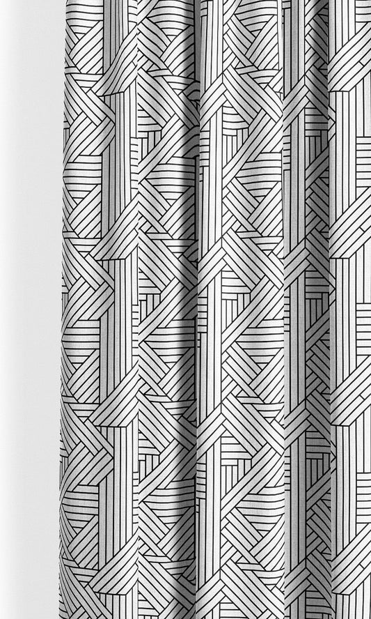 Geometric Line Print Home Decor Fabric By the Yard (Black & White)