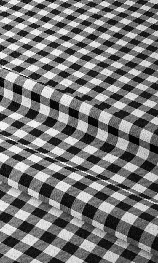 Gingham Check Home Decor Fabric By the Yard (Black/ White)