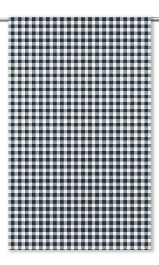 Gingham Check Home Decor Fabric By the Yard (Midnight Blue/ White)