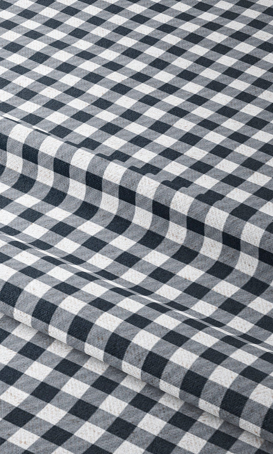 Gingham Check Home Decor Fabric By the Yard (Midnight Blue/ White)
