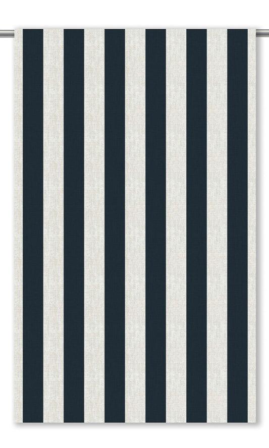 Awning Striped Home Decor Fabric Sample (Midnight Blue/ White)