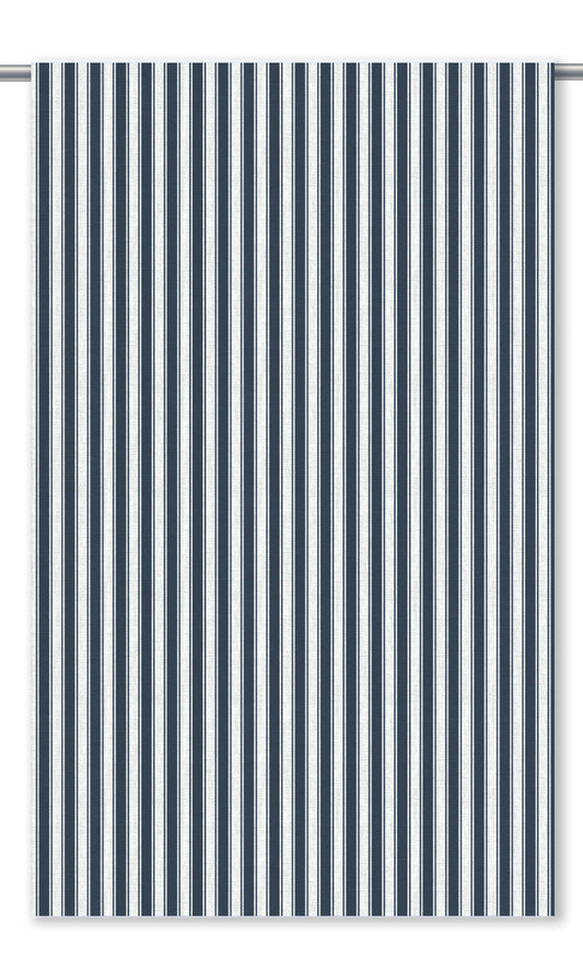 Ticking Stripe Home Decor Fabric By the Yard (Midnight Blue/ White)
