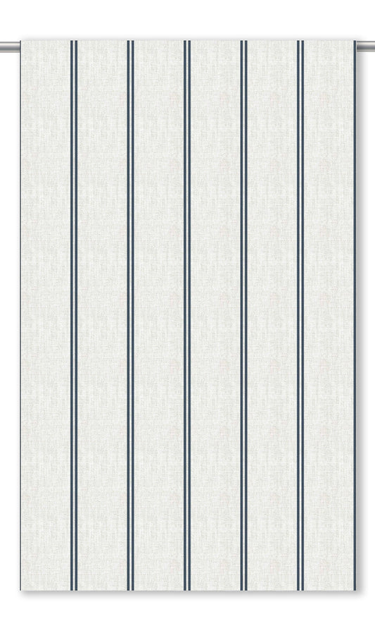 Grainsack Striped Window Curtains (Midnight Blue/ Milky White)