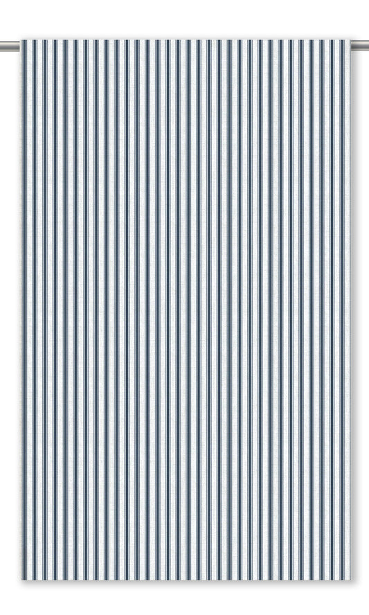 Ticking Stripe Window Curtains (Midnight Blue/ White)