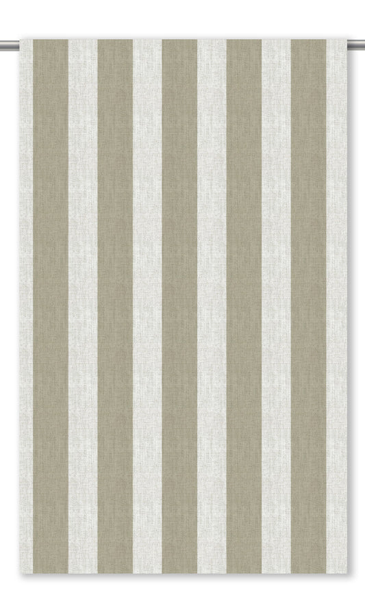 Awning Striped Home Decor Fabric By the Yard (Warm Gray/ White)