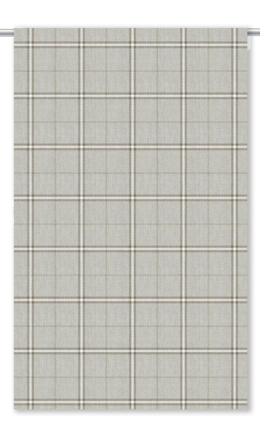Windowpane Check Home Decor Fabric Sample (Pale Gray/ Cedar Brown)