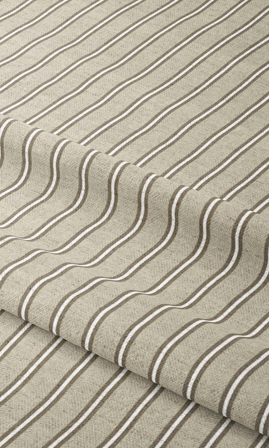 Pinstripe Window Curtains (Beige/ Coffee Brown)