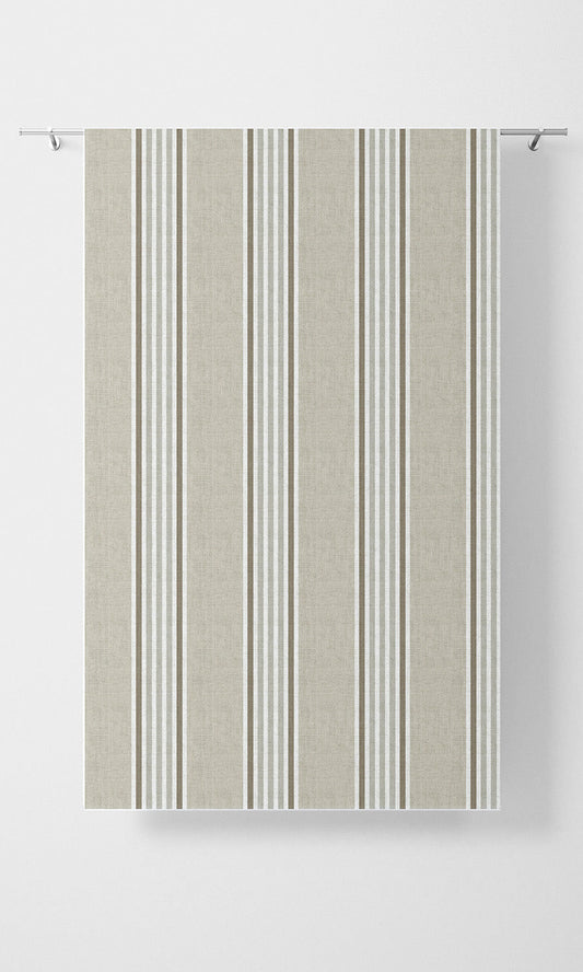 Regency Striped Home Decor Fabric By the Yard (Beige/ Coffee Brown)