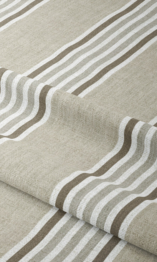 Regency Striped Home Decor Fabric By the Yard (Beige/ Coffee Brown)
