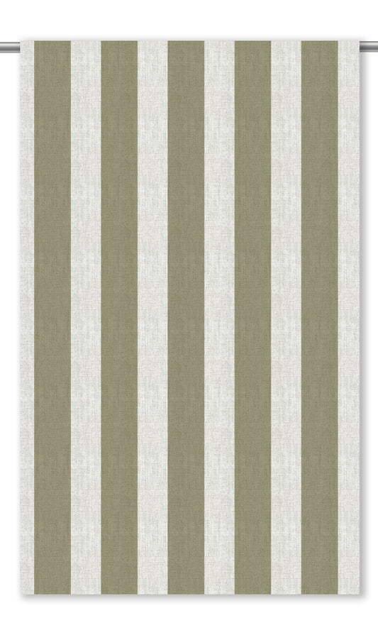 Awning Striped Home Decor Fabric Sample (Olive Brown/ White)