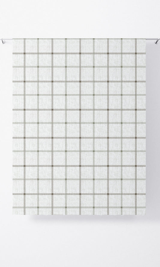 Windowpane Check Home Decor Fabric By the Yard (Off White/ Dark Greige )