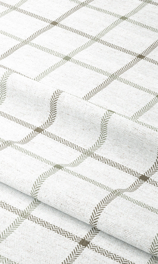 Windowpane Check Drapes (Off White/ Dark Greige )