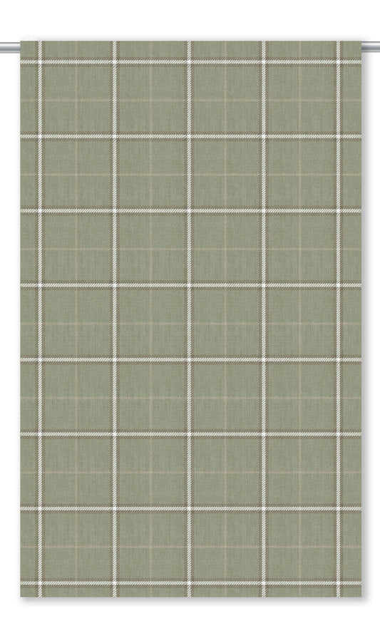 Windowpane Check Home Decor Fabric By the Yard (Sage Green/ White)
