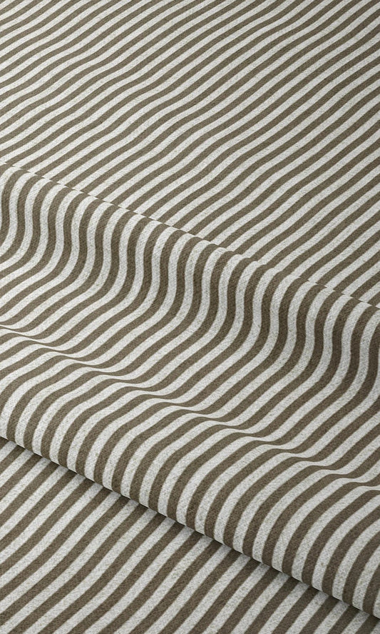 Candy Striped Home Decor Fabric Sample (Olive Brown/ White)