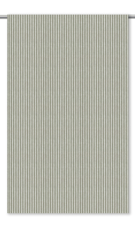 Candy Striped Home Decor Fabric By the Yard (Dark Olive Green/ White)