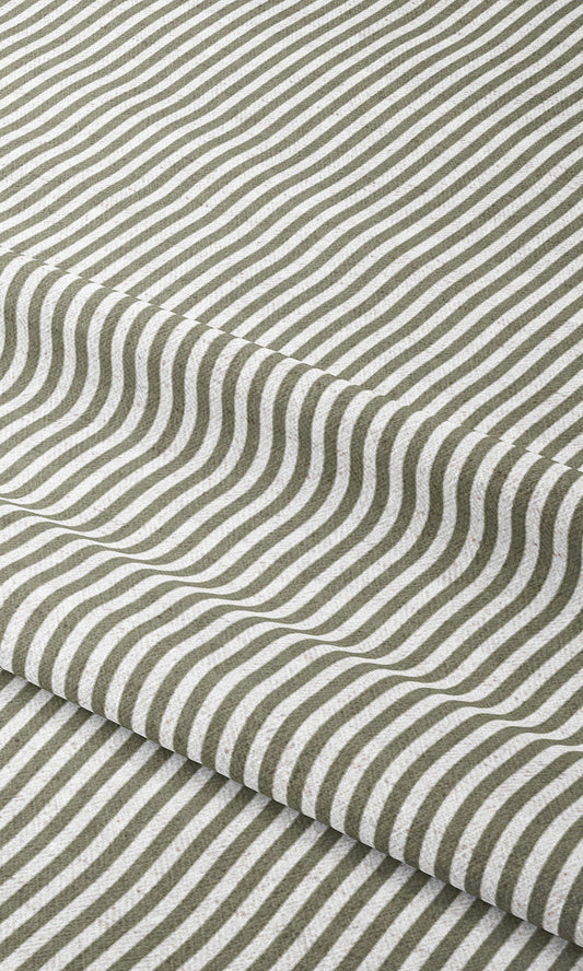 Candy Striped Home Decor Fabric Sample (Olive Green/ White)