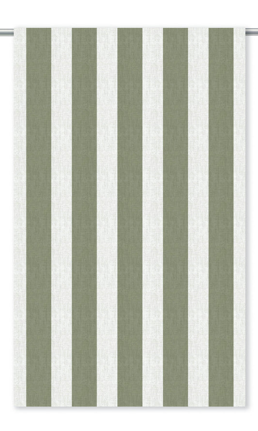 Awning Striped Home Decor Fabric By the Yard (Sage Green/ White)