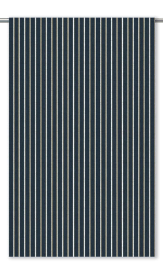 Pinstripe Home Decor Fabric By the Yard (Midnight Blue/ White)
