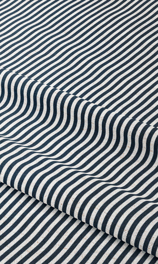 Candy Striped Home Decor Fabric By the Yard (Navy Blue/ White)